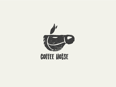 Coffee hor/use coffee cup horse logo design tea