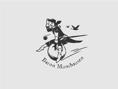 Baron Munchausen baron cannonry flight logo design