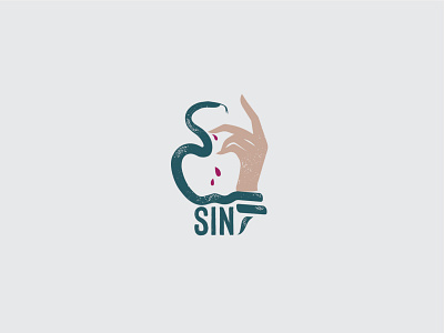 Sin apple hand logo design sin snake