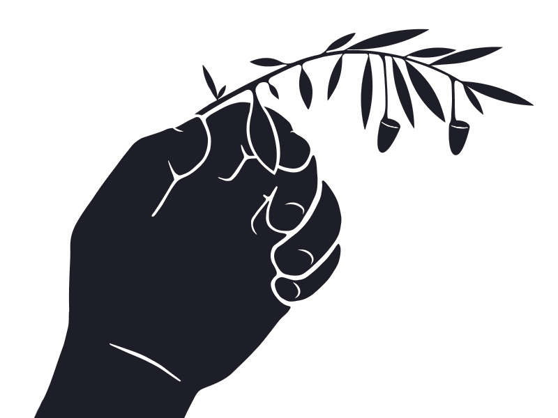 War dribble identity minimal bullet peace olive tree design human war icon