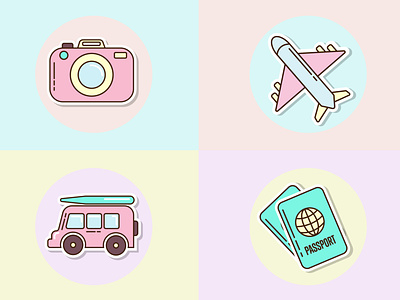 Simple sticker icons set. Adobe Illustrator tutorial. icon illustration pastel simple sticker vector