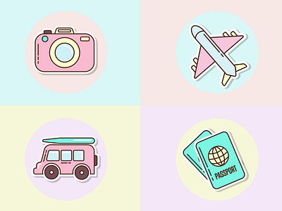 Simple sticker icons set. Adobe Illustrator tutorial.