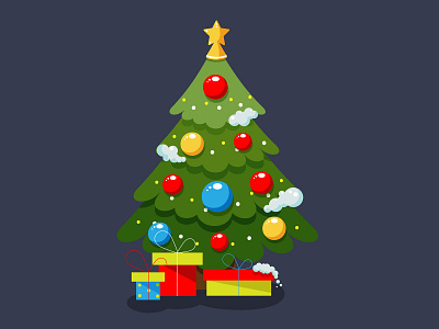 Christmas tree. Flat style. Adobe Illustrator Tutorial