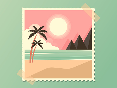 SUMMER LANDSCAPE. Adobe Illustrator Tutorial. adobe illustration illustrator landscape mountains palm retro sun tutorial vector vintage