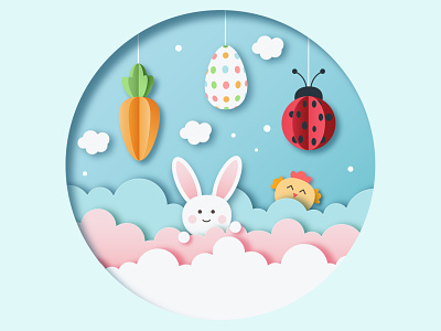 PAPER CUT OUR EASTER CARD. ADOBE ILLUSTRATOR TUTORIAL.
