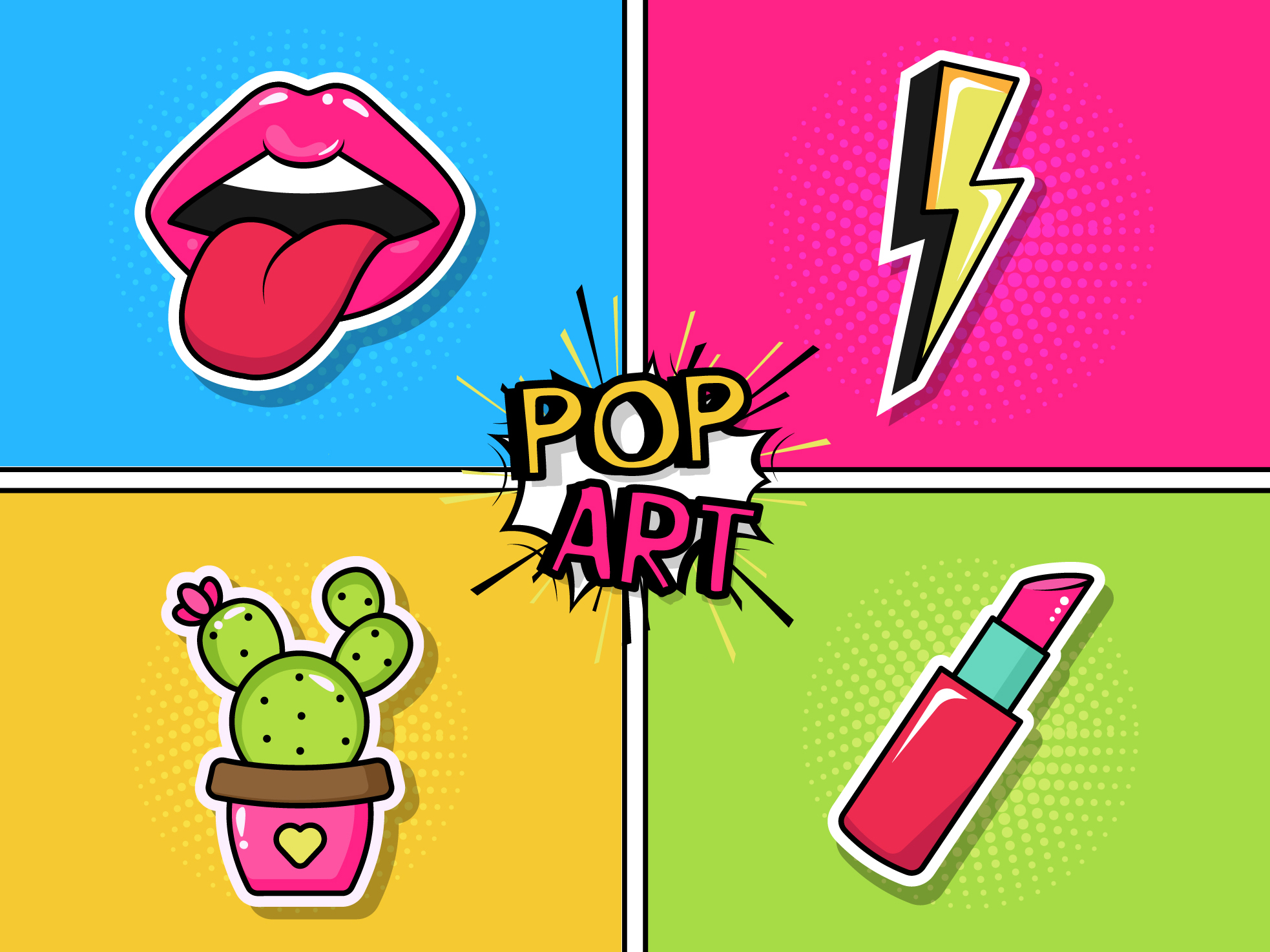 Pop Art Stickers Stock Illustration - Download Image Now - Sticker