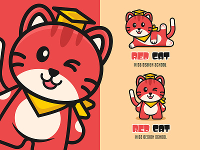 Red Cat Logo. My Logo Design Process adobe illustrator branding cartoon cat design illustration line art logo logotype process vector