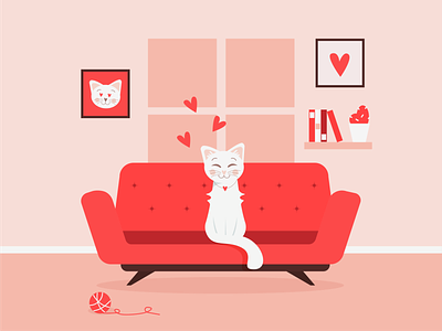ROMANTIC COMPOSITION WITH A CAT | ADOBE ILLUSTRATOR TUTORIAL cat composition cute design heart holiday illustration love valentine vector
