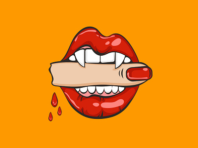 Scary lips with finger blood finger lips red lips vampire vector