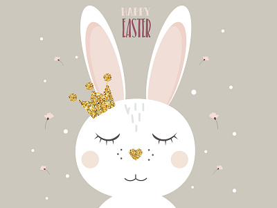 Easter bunny with glitter crown and nose