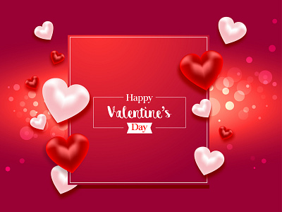 Valentine's Day banner banner bokeh heart holiday love red heart valentine vector white heart