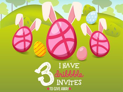 3 Dribbble invites easter egg holiday hunt invitation invite spring