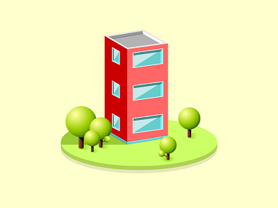 Isometric Building building home house isometric nature simple tree vector