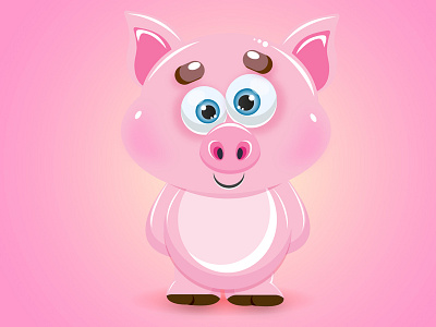 Cute Pig 2019 cartoon cute funny new year pig piggy pink vector