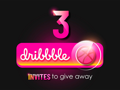 3 Dribbble invites button design dribbble invitaion invite shine vector