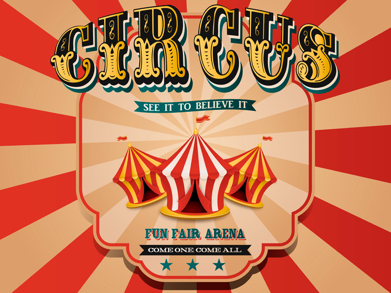 Circus banner travel holiday fun old golden gold banner retro vintage funfair tent carnival circus birthday vector