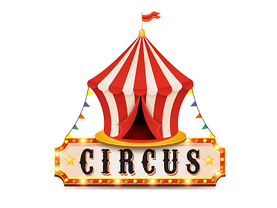 Circus tent banner carnival circus design fun funfair golden holiday illustration kids lamp retro shine tent travel vector vintage