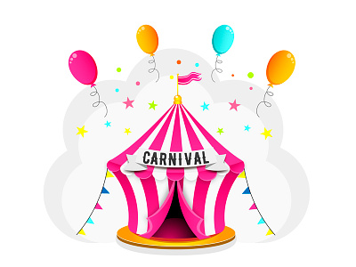 Carnival tent ballons birthday carnival circus holiday illustration pink star summer tent vector