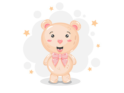 Cute baby Bear with pink bow