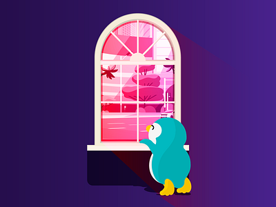 MINISO™ Stay Home Illustration Series 1 covid home illustration miniso penguin stayhome vector window