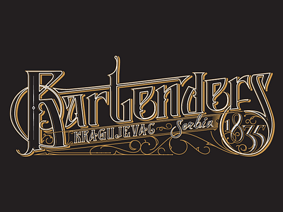 Bartenders1835 bartenders black custom design gold hand illustrator lettering retro typography vector white