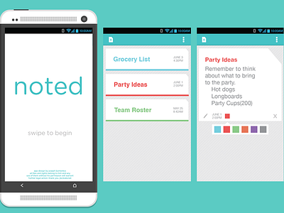 noted app concept android app flat design holo ice cream sandwich ios mobile note texture ui