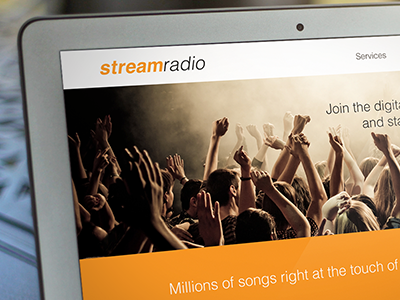 Streamradio site flat ios 7 mobile ui music play radio texture web design