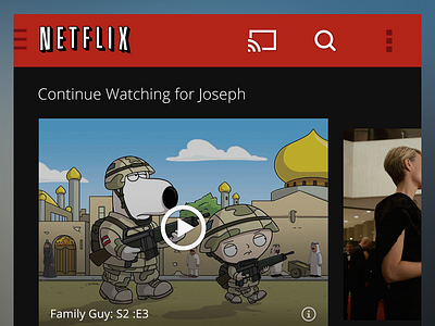 Netflix home android flat design html5 mobile netflix player redesign sign in ui