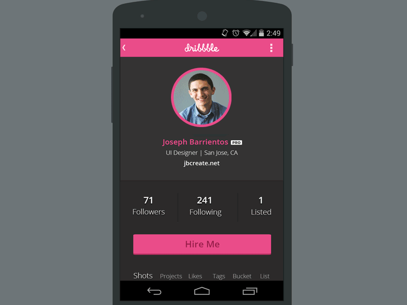 Dribbble Profile[GIF] android animated gif animation dribbble flat gif photoshop profile texture ui