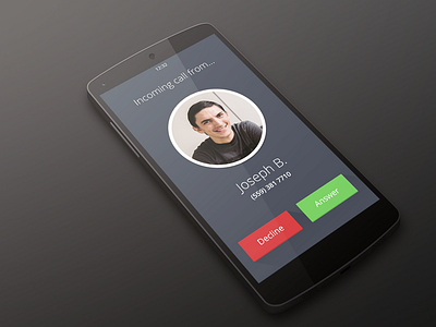 Incoming Call answer call flat minimal mobile photoshop shadow sleek texture ui