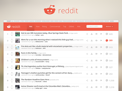 reddit redesign clean flat html icon reddit redesign ui user interface web design wip