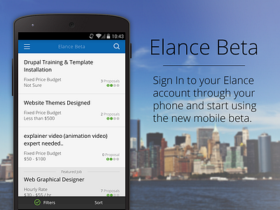 Elance Beta android app elance flat freelance mobile mobile ui odesk search