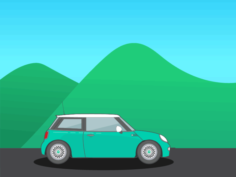 Mini Cooper after effects animation bmw cooper cute flat gif illustration mini mini cooper teal