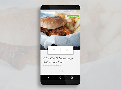 What 2 Eat (WIP) app card clean food material minimal recipe sleek tinder