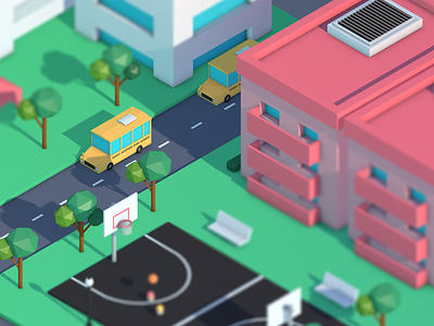 Low Poly City 3d animation c4d cinema city low poly modeling