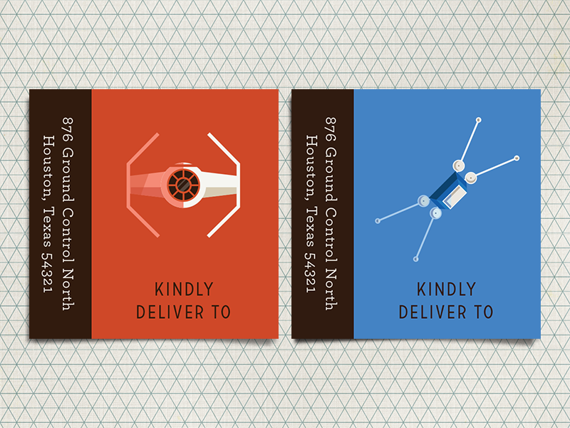return address labels space star wars tie-fighter x-wing spaceship spacecraft