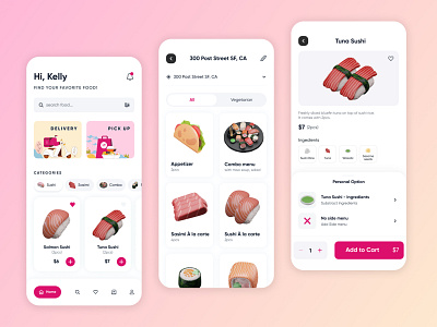 Sushi Delivery App app app design clean delivery app food delivery food delivery app interface sushi app sushi delivery sushi delivery app ui ux
