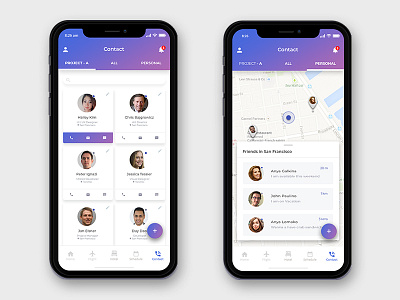 iPhone x - Contact concept app business trip clean contact flight interface iphone x trip ui ux