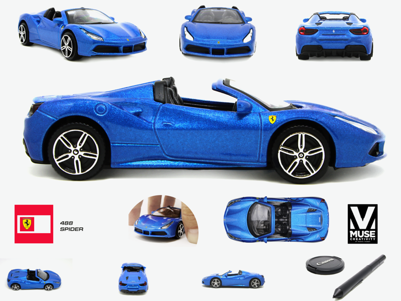 blue ferrari toy car