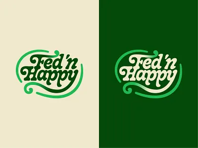 Fed 'n Happy Wordmark badge branding color design funky growth icon logo logotype plant rebrand sprout type typography vine vintage wordmark