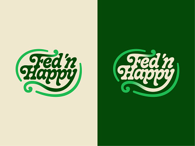 Fed 'n Happy Wordmark badge branding color design funky growth icon logo logotype plant rebrand sprout type typography vine vintage wordmark