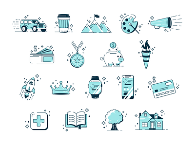 Illustrations badges branding car corporate design drawing family house icon icons illustration sketch stars tree
