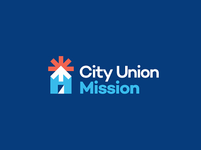 City Union Mission arrow branding building christian design faith house icon logo nonprofit shelter sun typography wordmark