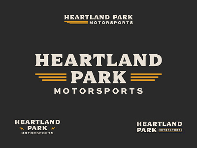 Heartland Park Branding badge brand branding cars design font heartland icon kansas lightning logo motorsports park racecar racing rebrand refresh serif wordmark