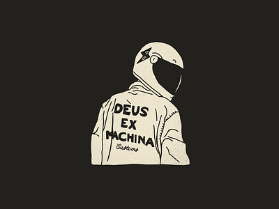 Fuel cafe denim deus ex helmet honda illustration machina motorcycle motorcyclist patch person procreate racer