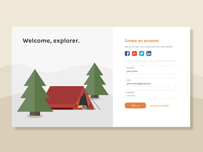 Sign up page create account dailyui design illustration signup signup form signup page ui vector web website