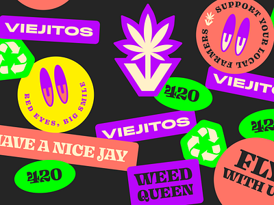 Viejitos Identity 420 brand branding face graphicdesign icon logo san diego tijuana typography vector weed