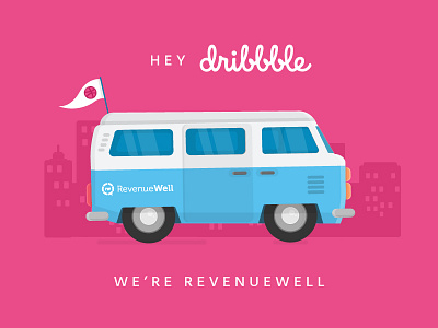 RevenueWell ♥ Dribbble blue branding bus debut design flat illustration pennant revenuewell travel welcome