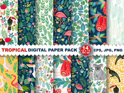 Tropical Digital Seamless patterns exotic print print for kids print for kids room seamless pattern summer prints summer style textile design tropical digital prints tropical digital prints