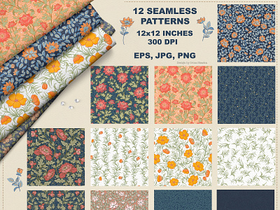 Floral Seamless Patterns (eps, jpg, png)